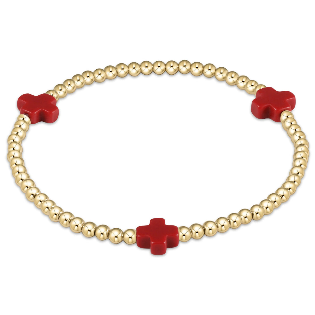 enewton Signature Cross 3mm Gold Bracelet - Red