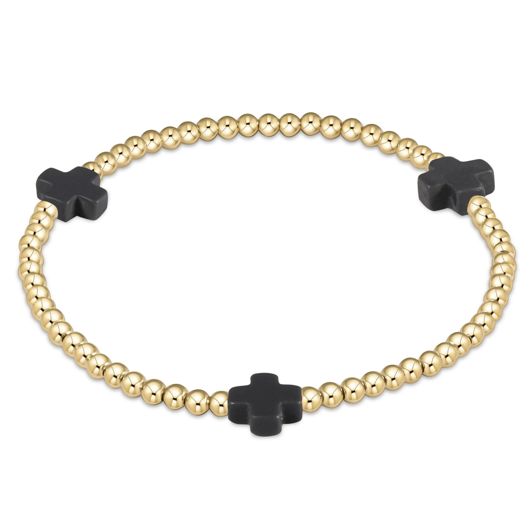 enewton Signature Cross 3mm Gold Bracelet - Charcoal