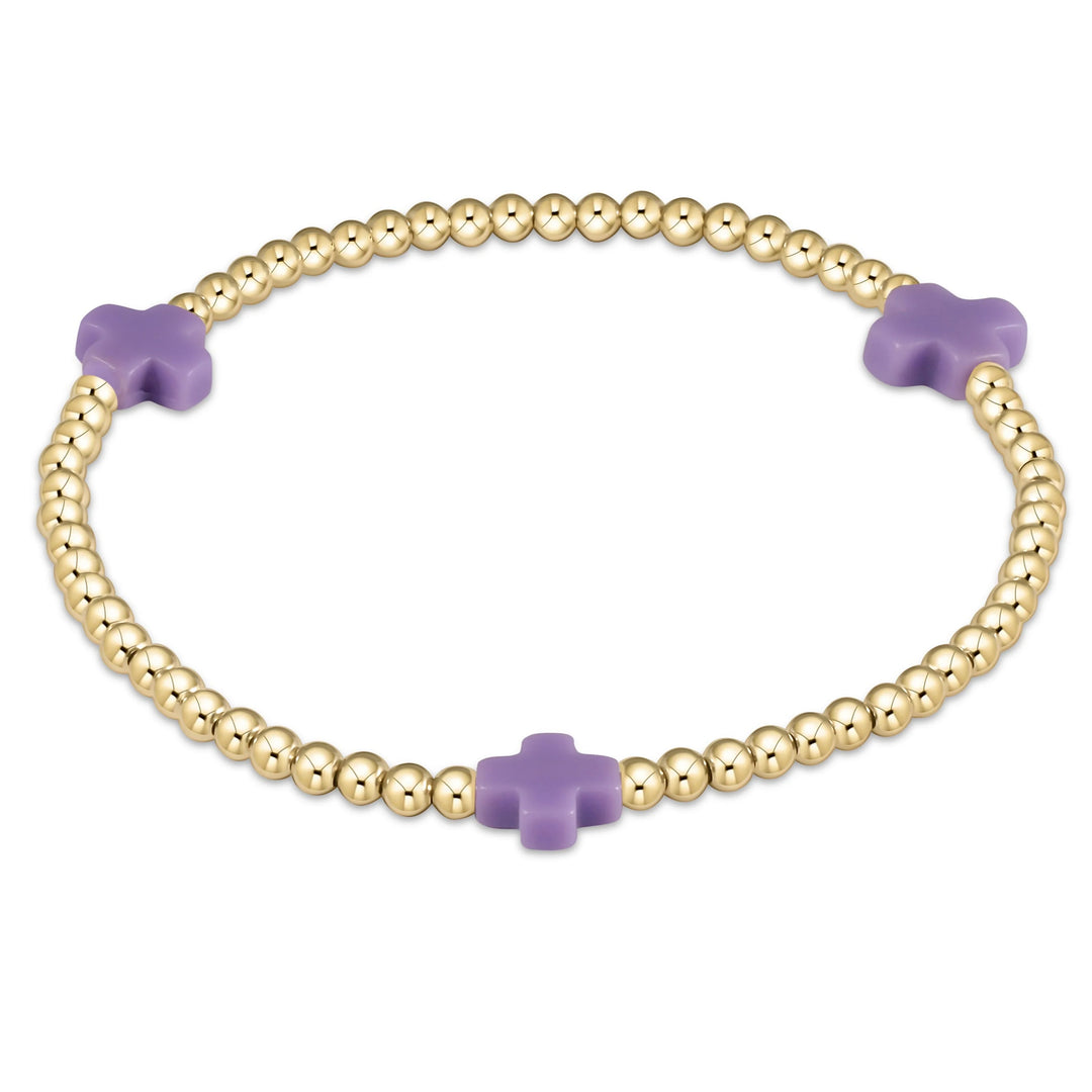 enewton Signature Cross 3mm Gold Bracelet - Purple