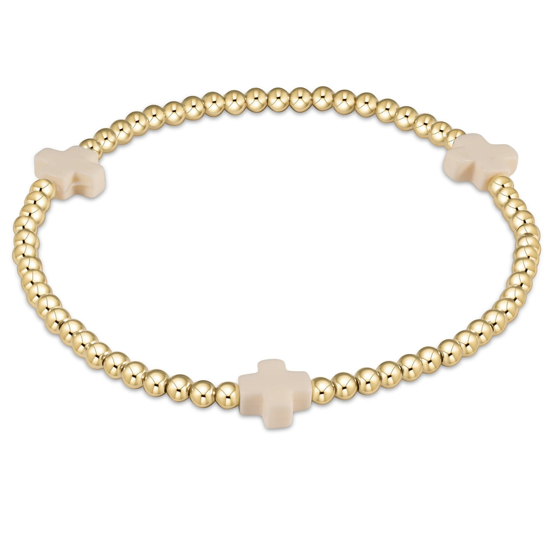 enewton Signature Cross 3mm Gold Bracelet - Mother Of Pearl