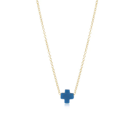 enewton Signature Cross 16 inch gold-filled necklace on a delicate chai
