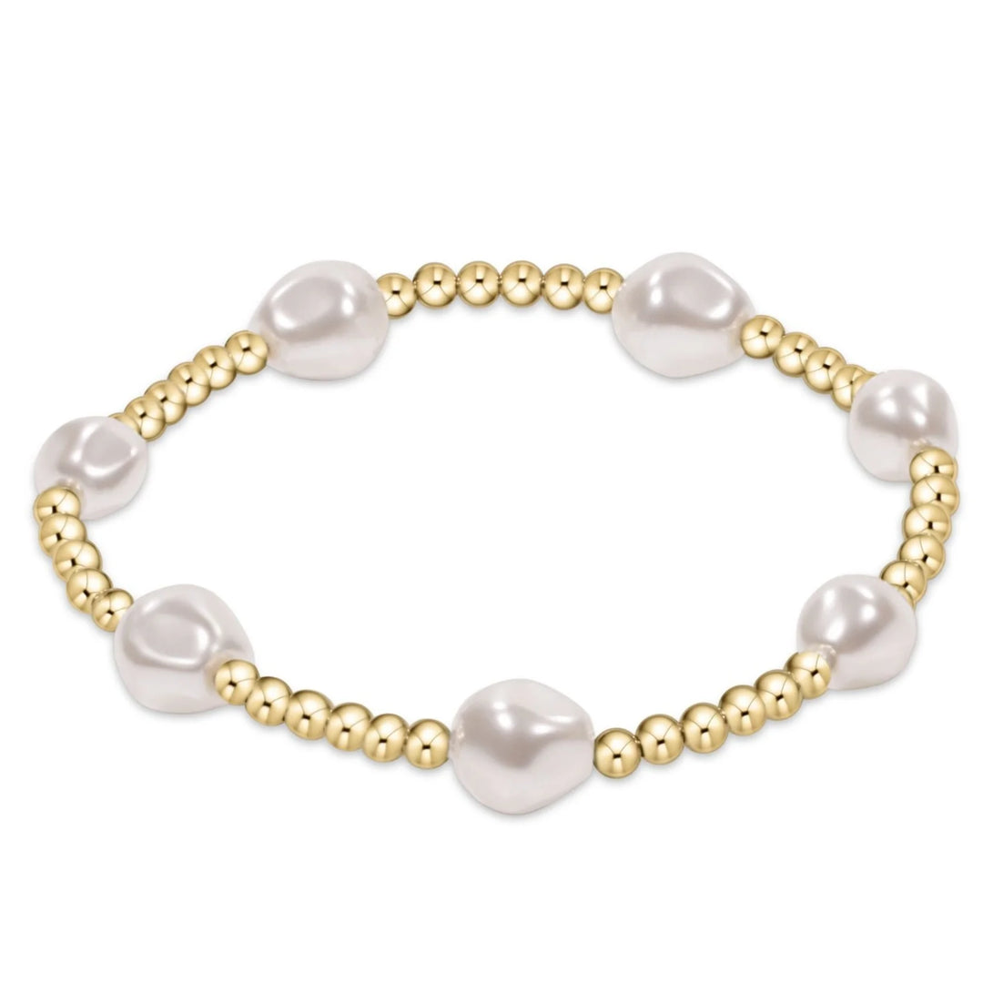 enewton Admire gold-filled 3mm bead bracelet with 8mm faceted pearls extended s