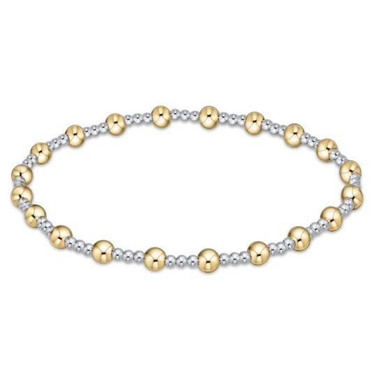 Extends classic sincerity pattern 4mm bead bracelet - mixed metal