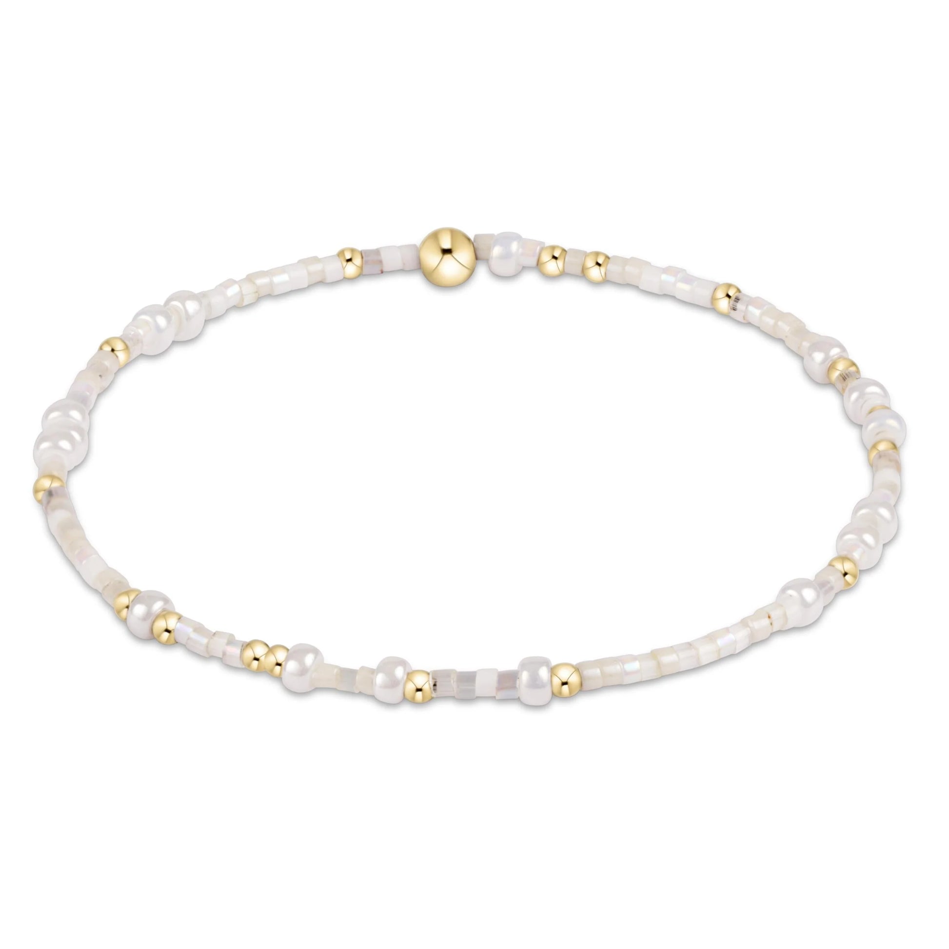 enewton Hope Unwritten beaded bracelet in Shell We Dance coastal colors with gold-filled accents; 7.25 inch extends size.