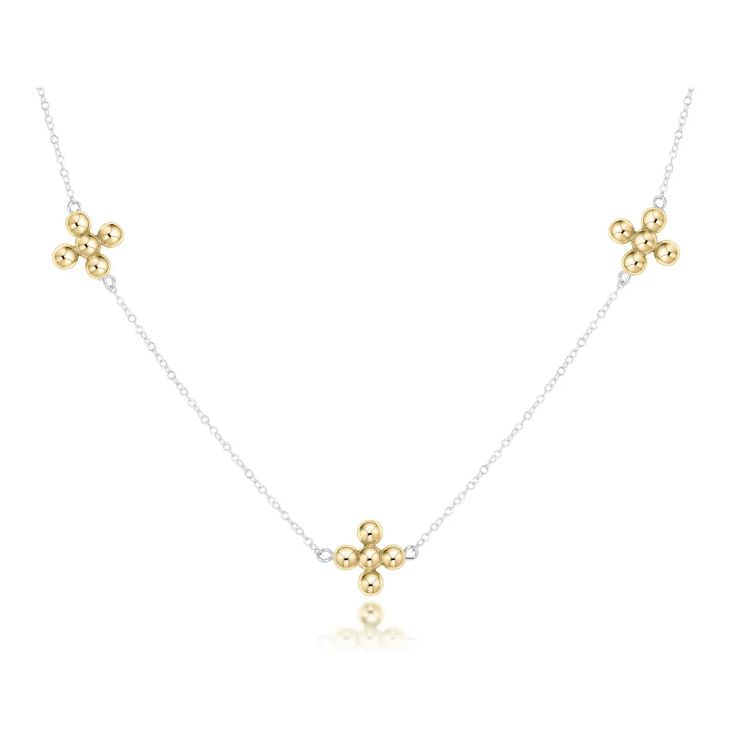 15" choker signature cross sterling mixed metal pattern