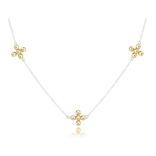 15" choker signature cross sterling mixed metal pattern