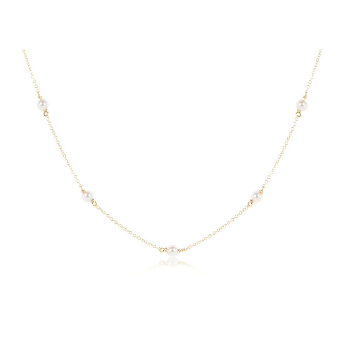 enewton 15 inch gold-filled simplicity chain necklace with 4mm pearl beads; waterproof and tarnish-resistant.