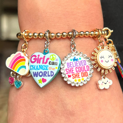 Gold Rebel Girls Guitar Charm