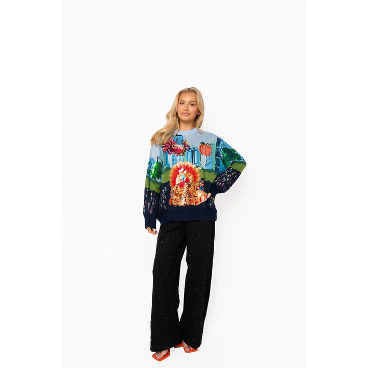 Queen of Sparkle Multi Thanksgiving Parade Sweater