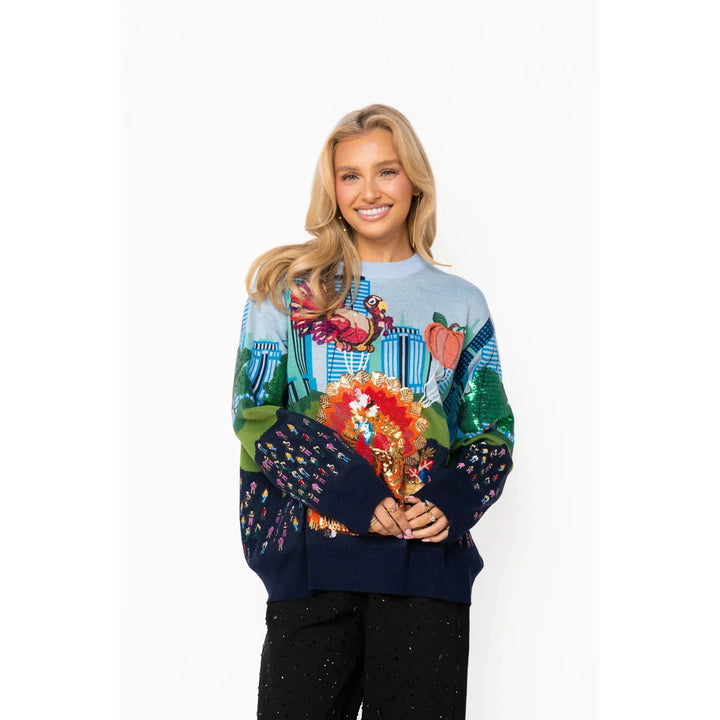 Queen of Sparkle Multi Thanksgiving Parade Sweater