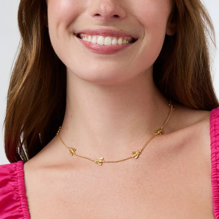 Julie Vos Bee Delicate Station Necklace - 24K Gold Plated Artisan Chain
