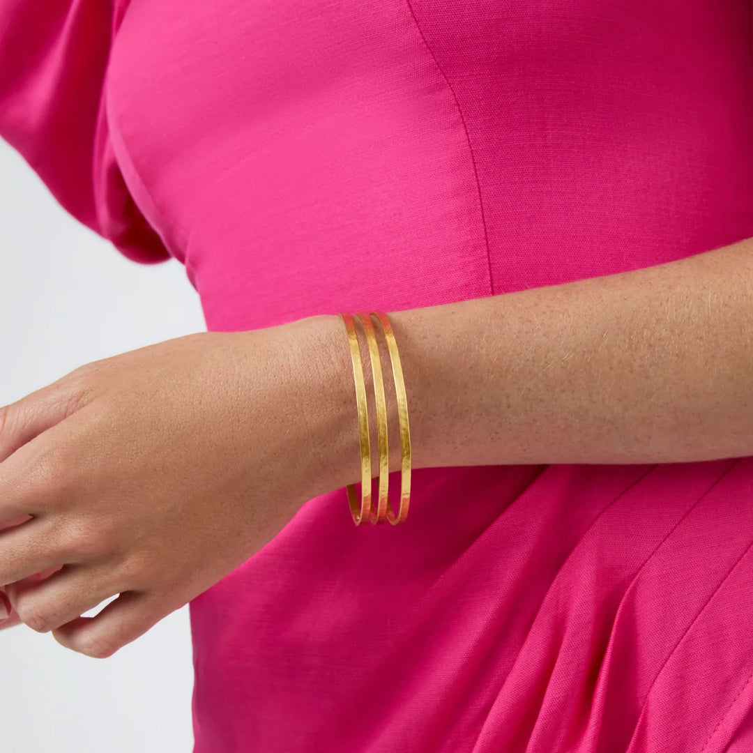 Julie Vos Crescent Bangle - 24K Gold Plated Hammered Bracelet