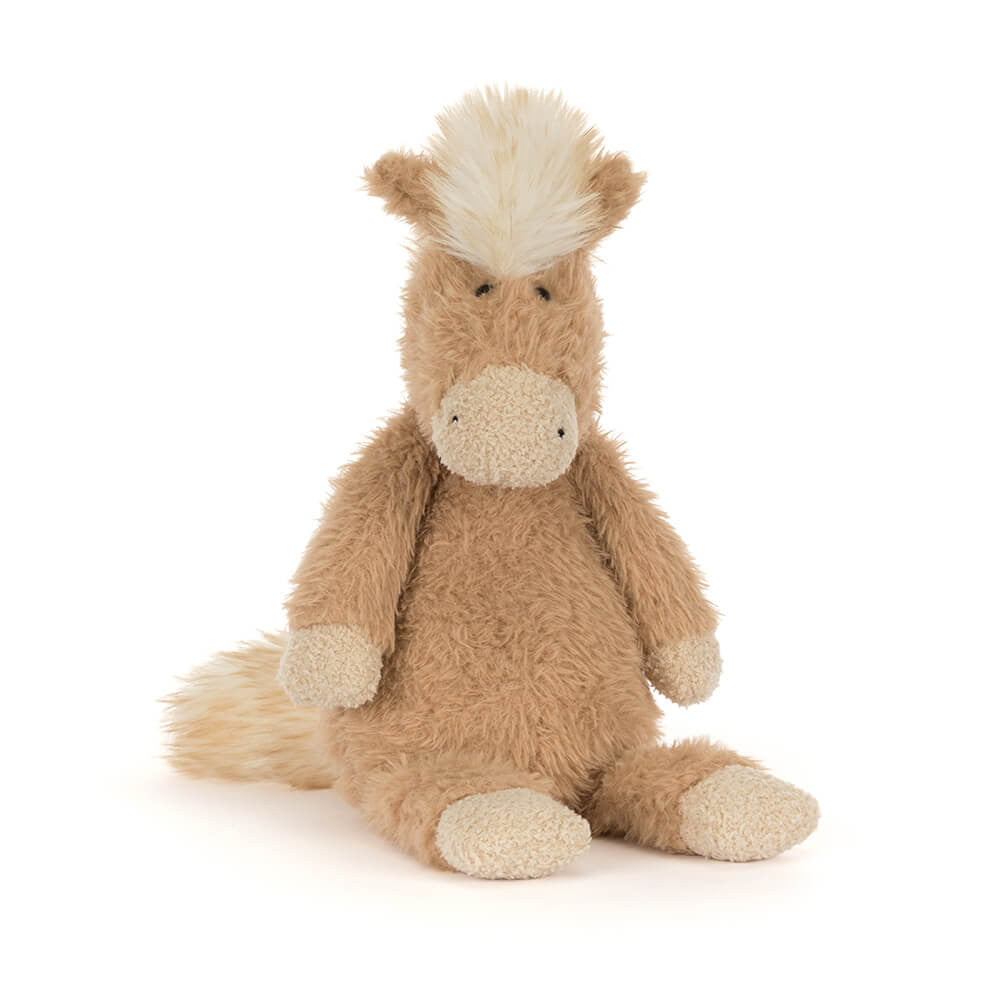 Close-up of the sweet face and high-quality stitching of the Jellycat Canterneigh Pony.