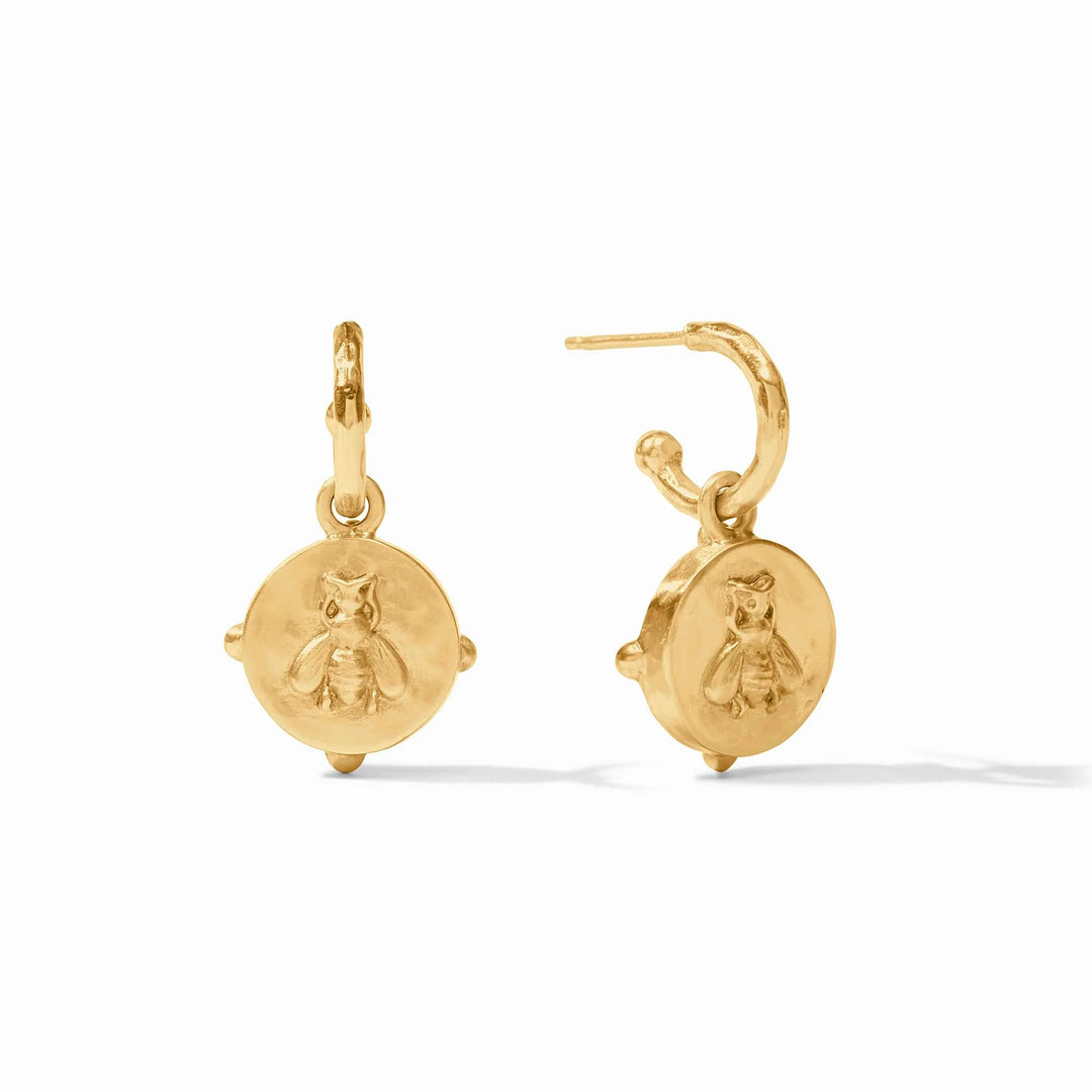 Julie Vos Honeybee Hoop &amp; Charm Earring - Iridescent Ruby Red