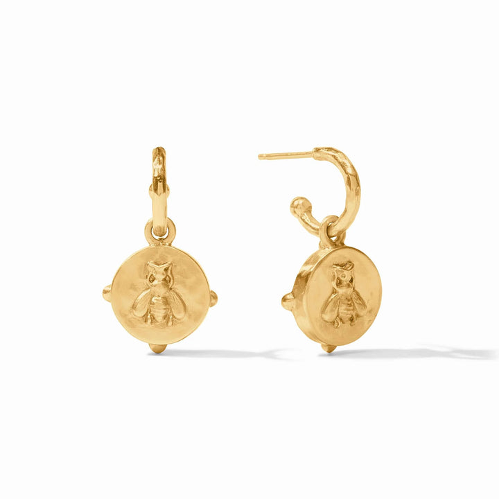 Julie Vos Honeybee Hoop &amp; Charm Earring - Iridescent Ruby Red