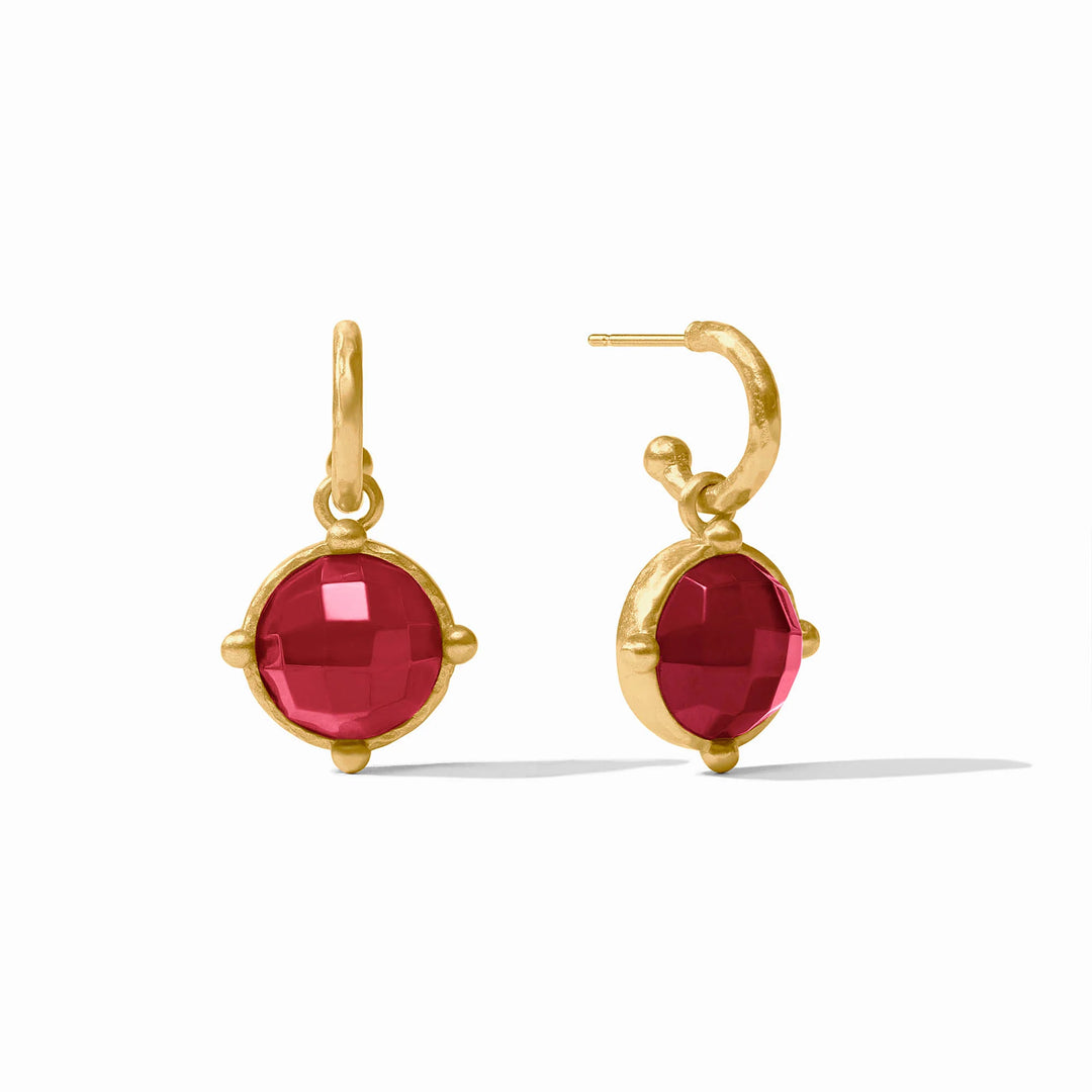 Julie Vos Honeybee Hoop & Charm Hoop Earring in Ruby Red