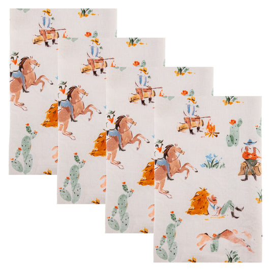 Vintage Cowboy Dinner Napkins S/4