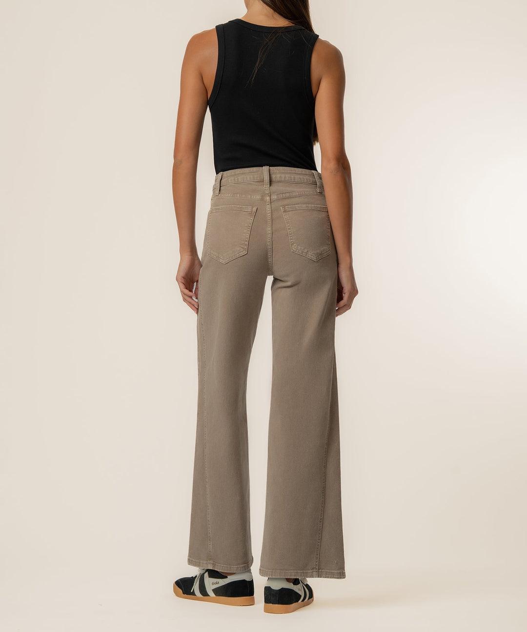 Kut from the Kloth Meg High Rise Wide Leg Side Panel in Milk Tea – back view