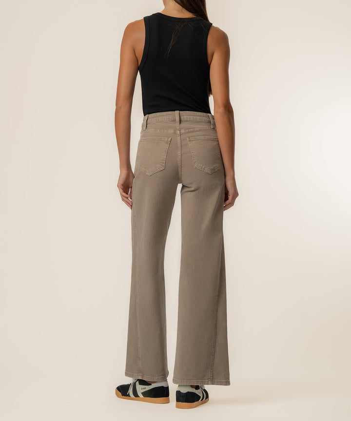 Kut from the Kloth Meg High Rise Wide Leg Side Panel in Milk Tea – back view
