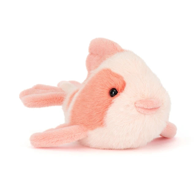 Jellycat Fancy Carp; an elegant plush pink fish toy with soft fins and a charming, stylized design.