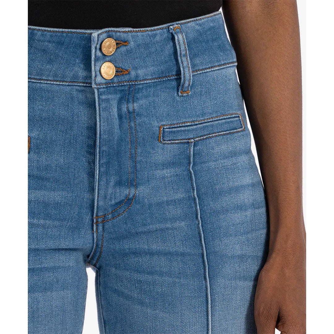 Kelsey High-Rise Ankle Flare-Frt Welt-Double Button