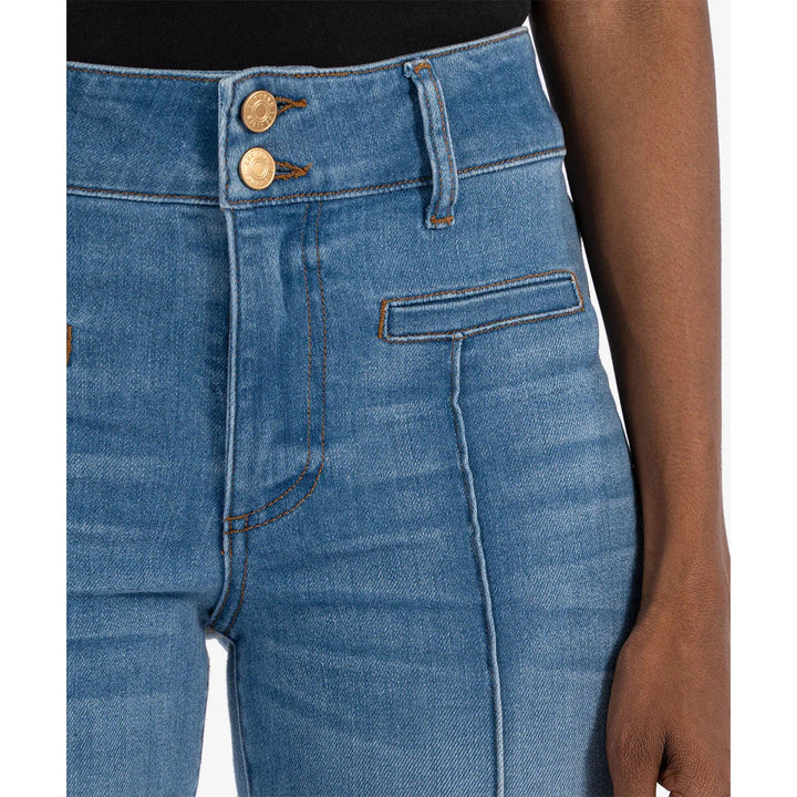 Kelsey High-Rise Ankle Flare-Frt Welt-Double Button