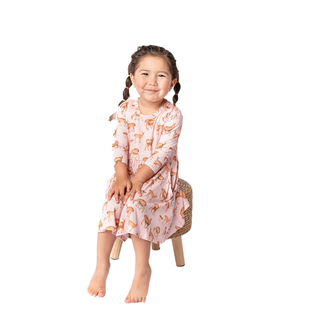 Goosies 3/4 Sleeve Pocket Dress Does and Fawns