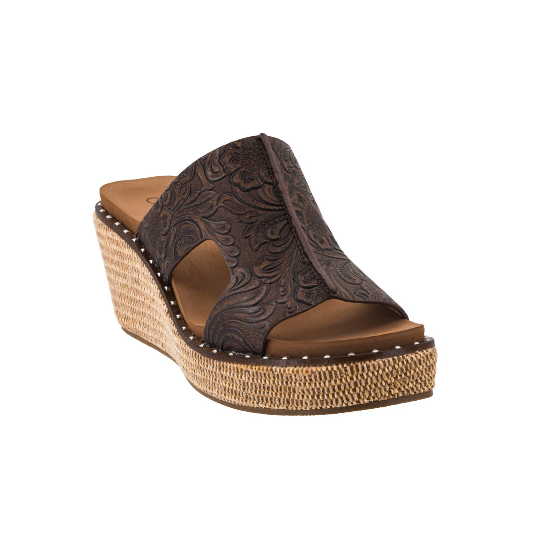 Corkys Kiss N Tell Wedge - Chocolate Embossed Floral