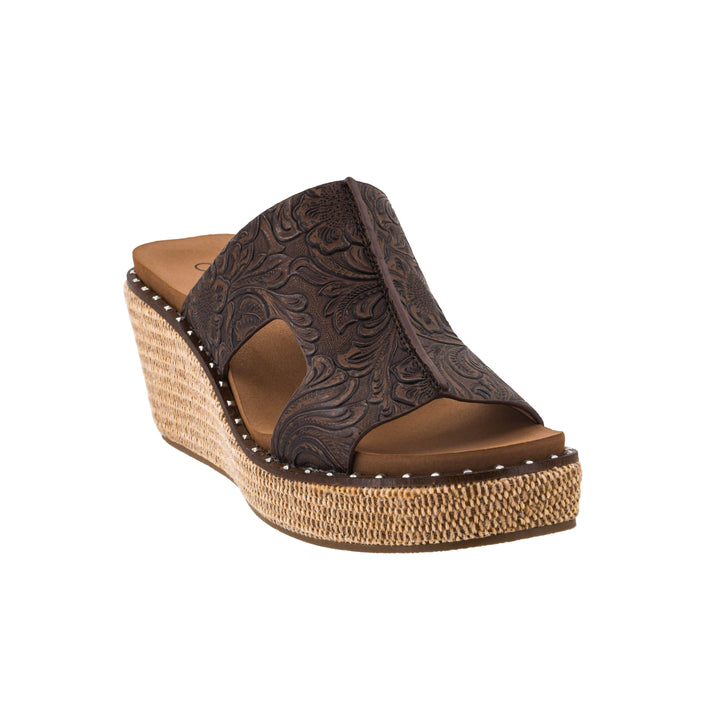 Corkys Kiss N Tell Wedge - Chocolate Embossed Floral