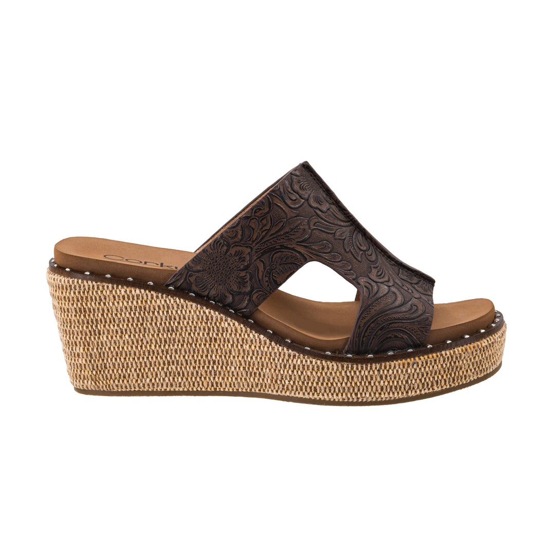 Corkys Kiss N Tell Wedge - Chocolate Embossed Floral