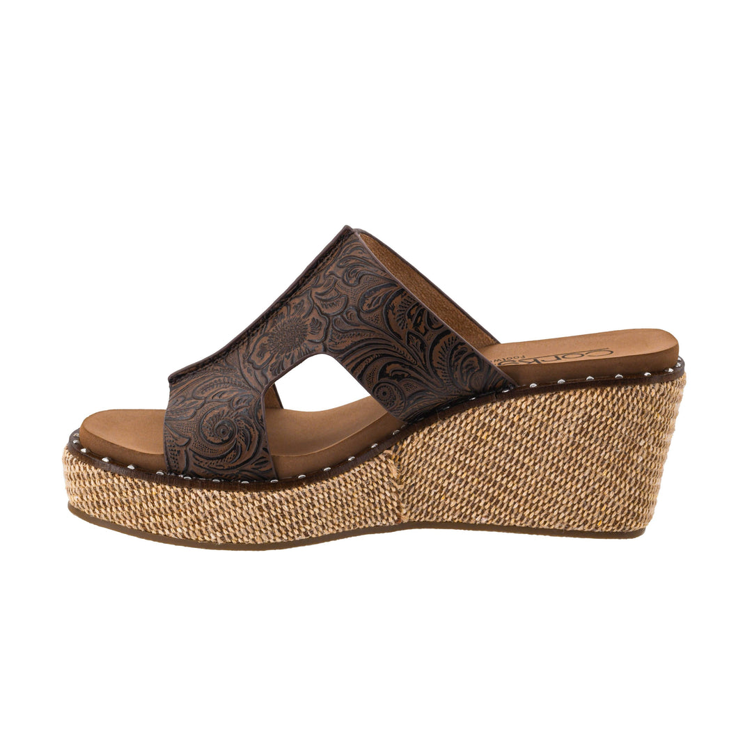 Corkys Kiss N Tell Wedge - Chocolate Embossed Floral
