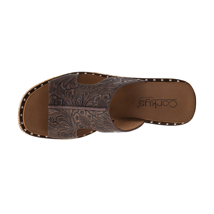 Corkys Kiss N Tell Wedge - Chocolate Embossed Floral