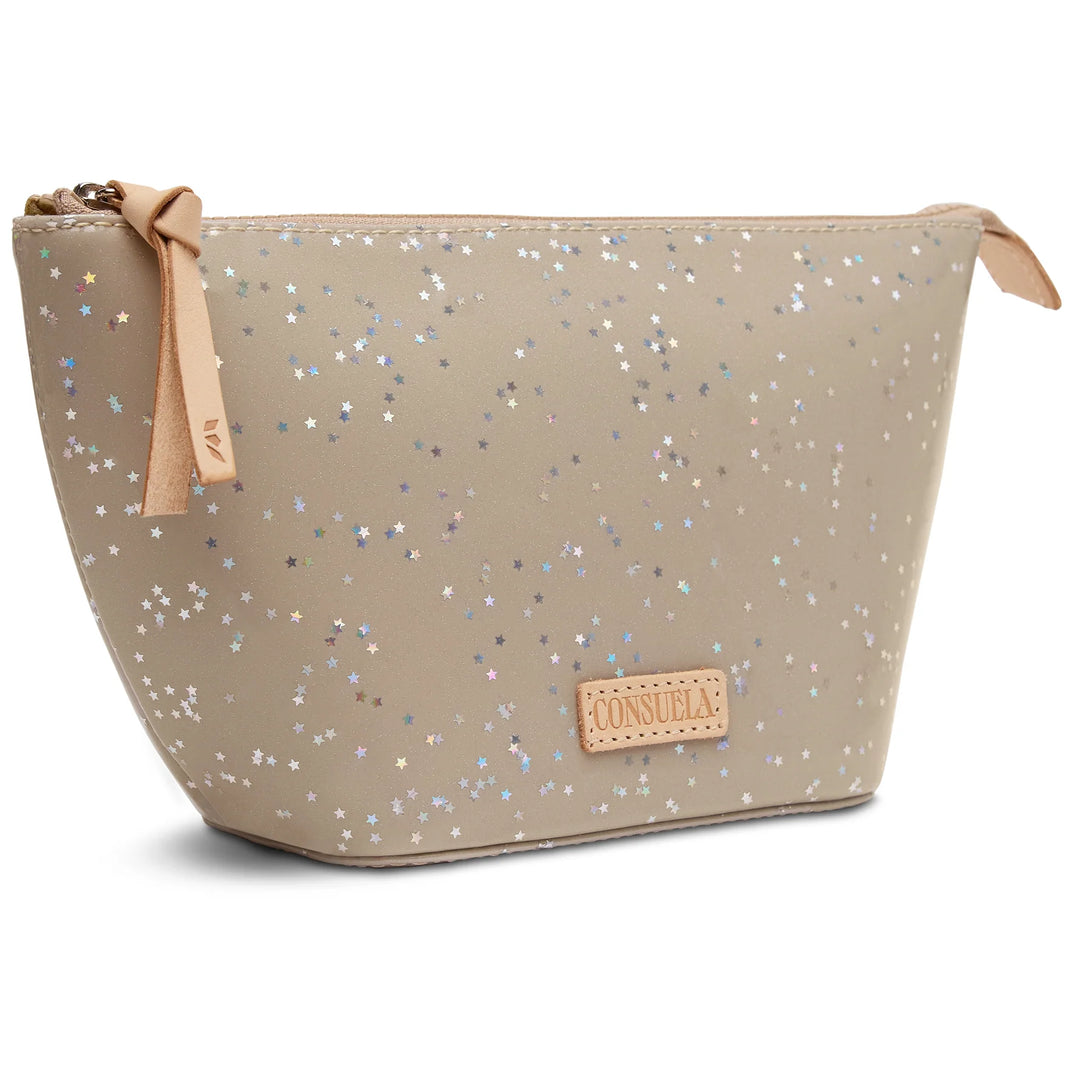 Consuela Faye Large Kit - Dove Grey Glitter Cosmetic &amp; Tech Bag
