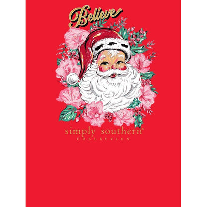 Believe Santa Floral Red Shirt