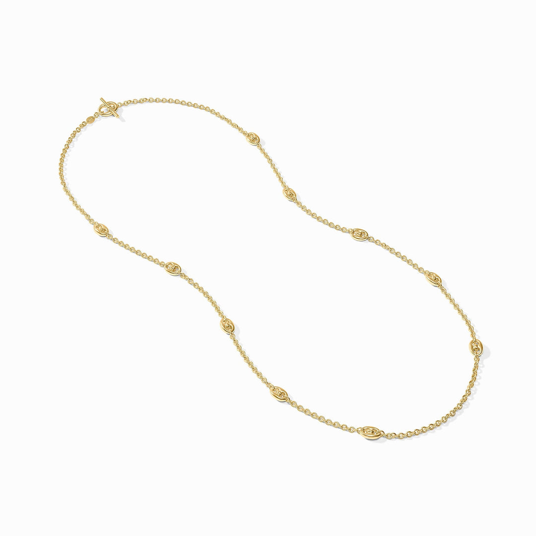 Folded view of the 24K gold-plated Julie Vos Laguna Station Necklace chain and stations.