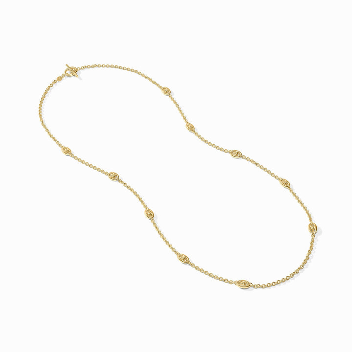 Folded view of the 24K gold-plated Julie Vos Laguna Station Necklace chain and stations.