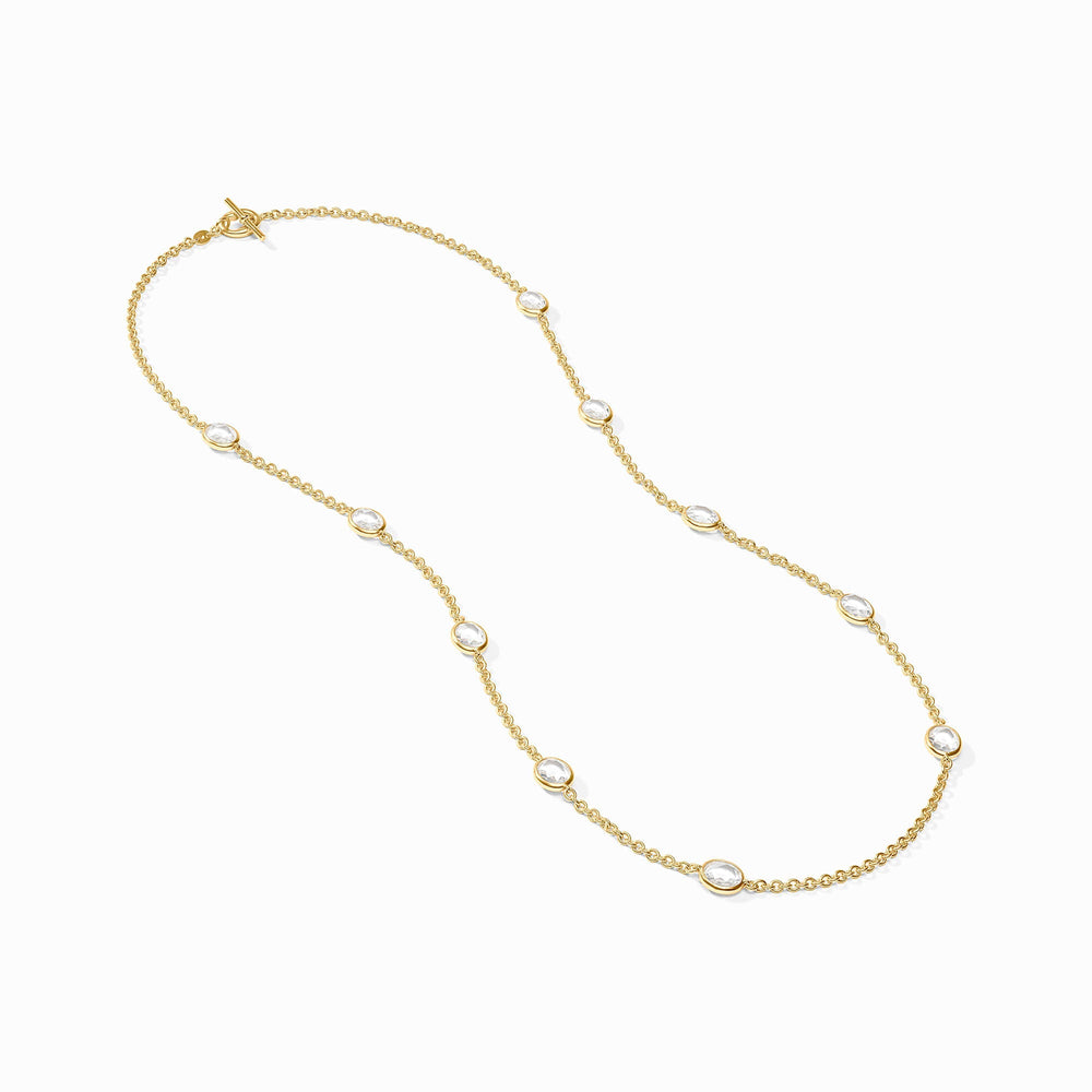 Folded chain view of the 24K gold-plated Julie Vos Laguna Stone Station Necklace.