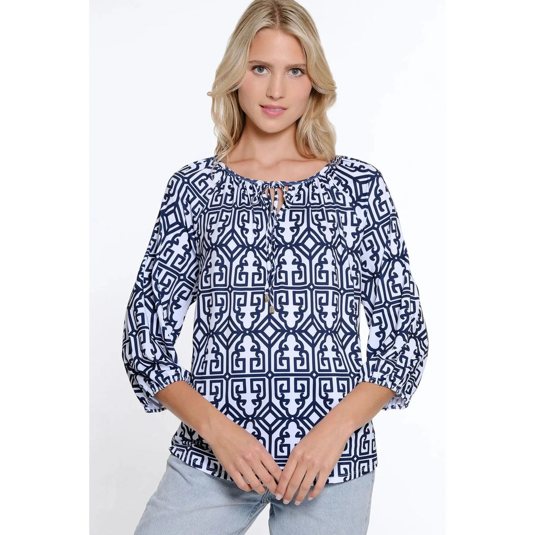 Raglan Sleeve Peasant Top - Midnight