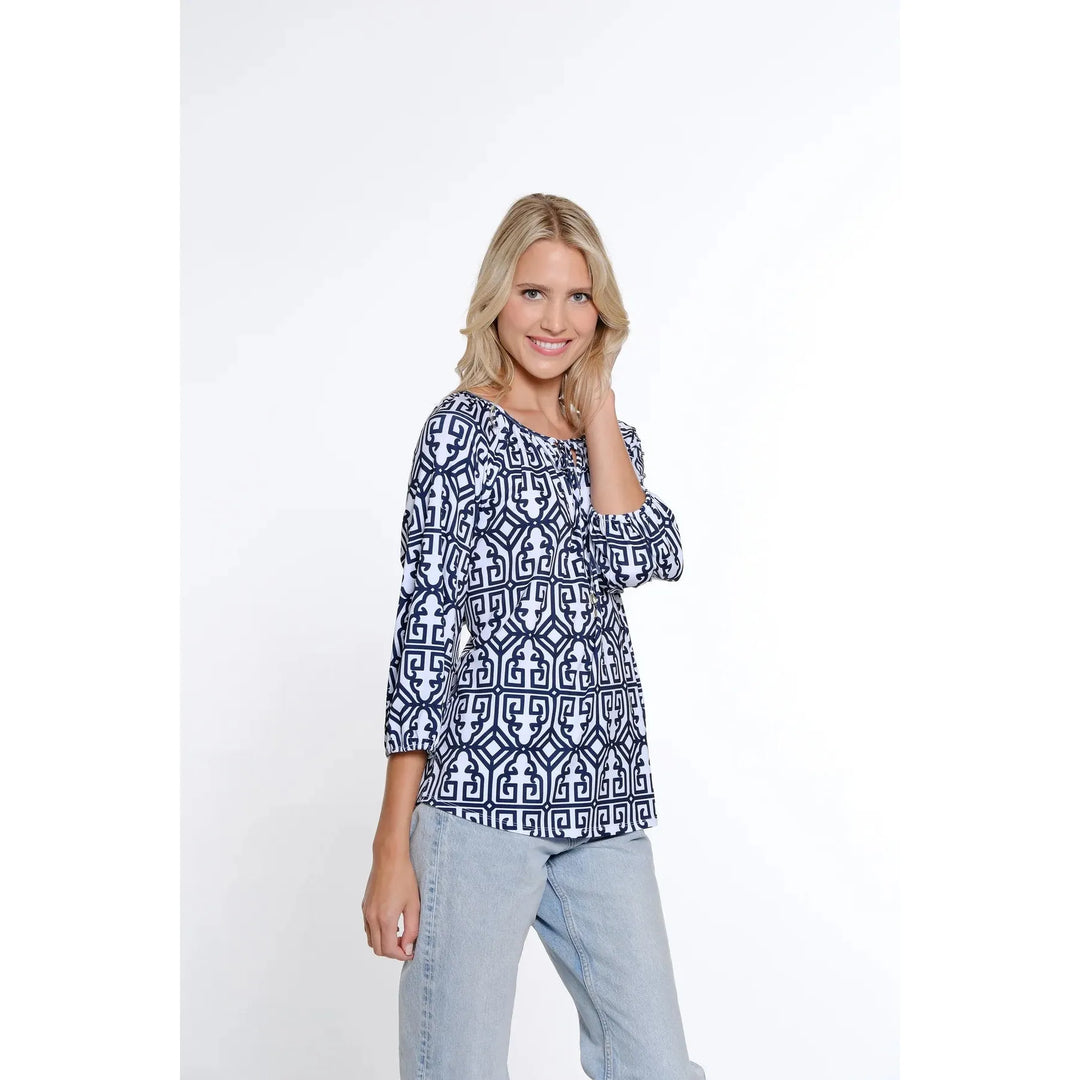 Raglan Sleeve Peasant Top - Midnight