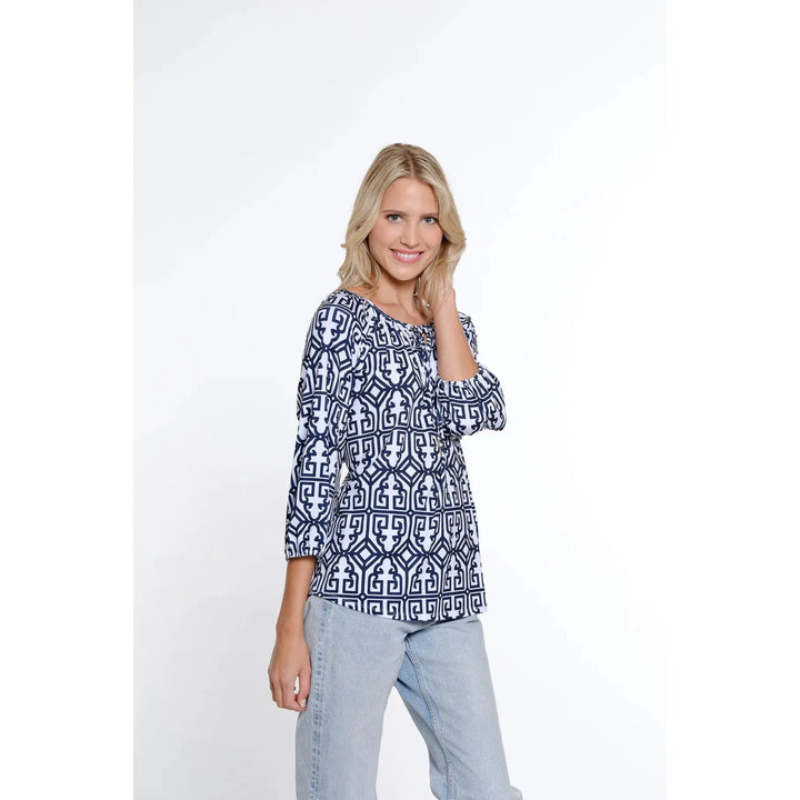 Raglan Sleeve Peasant Top - Midnight