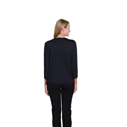 3/4 Sleeve V-Neck Top - Black