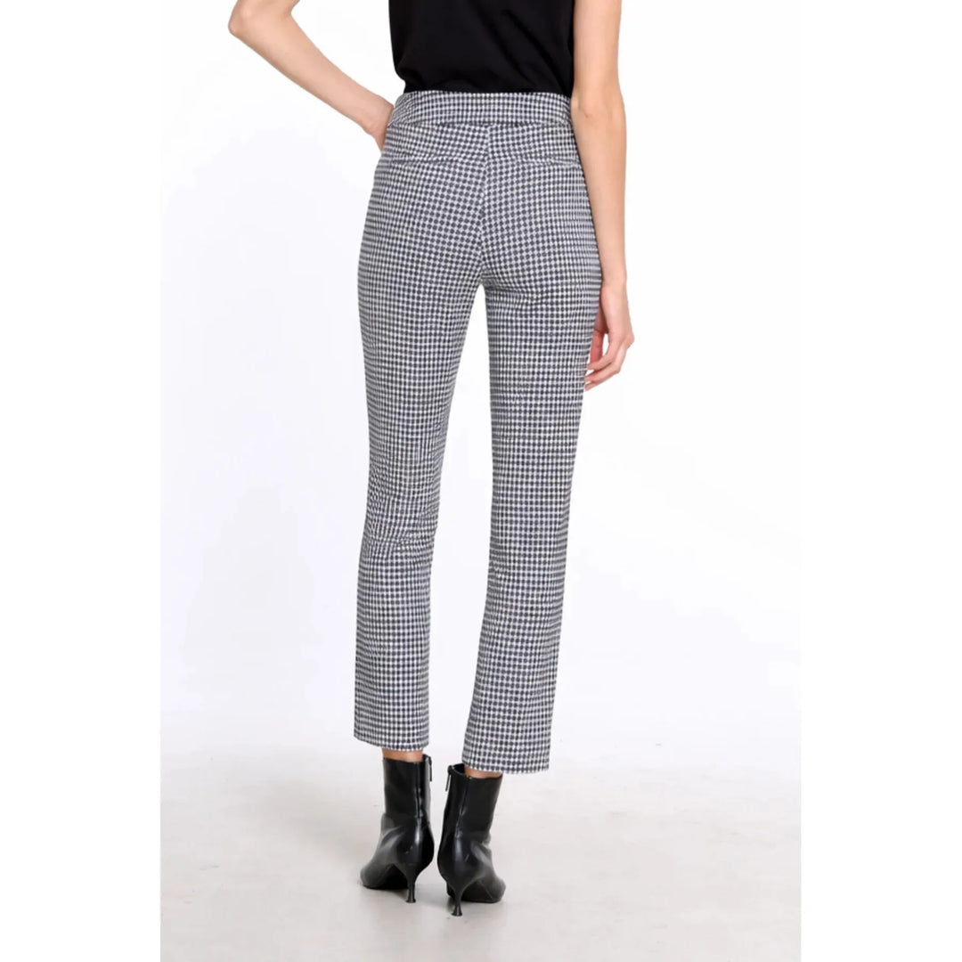Womens Houndstooth Woven Ankle Pant - Black