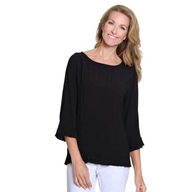 Ruffle Hi-Lo Button Back Top