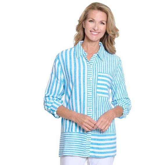 Roll Tab Long Sleeve Button Front Shirt