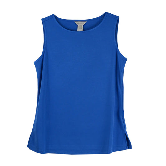 Multiples High Neck Tank Top - Electric Blue Knit Layering Shell