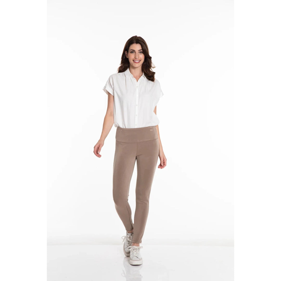 Wide Band Pull-On Ankle Legging - Truffle