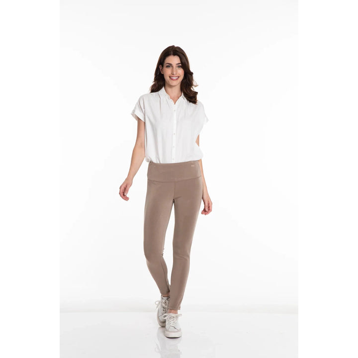 Wide Band Pull-On Ankle Legging - Truffle
