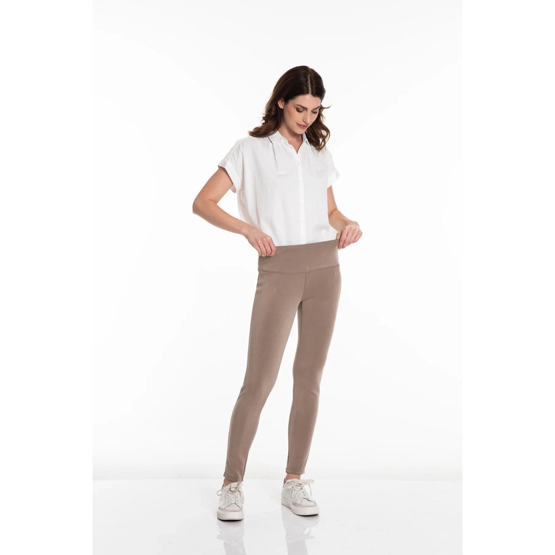 Wide Band Pull-On Ankle Legging - Truffle