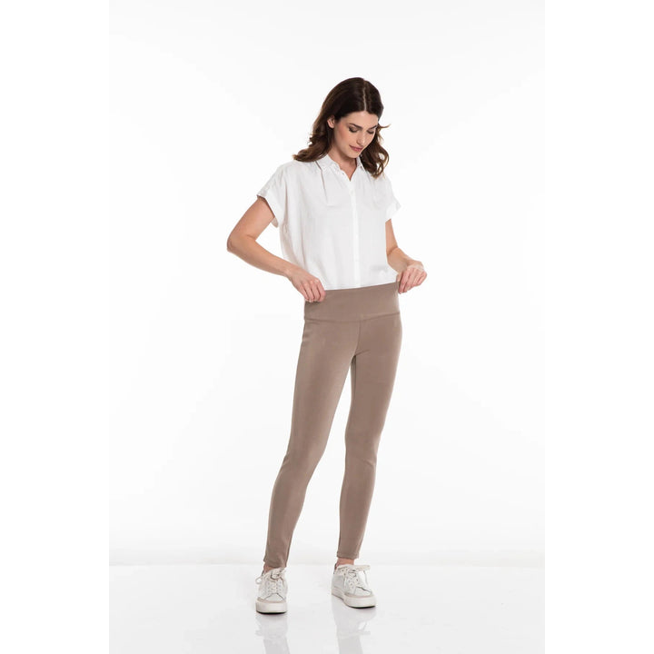 Wide Band Pull-On Ankle Legging - Truffle