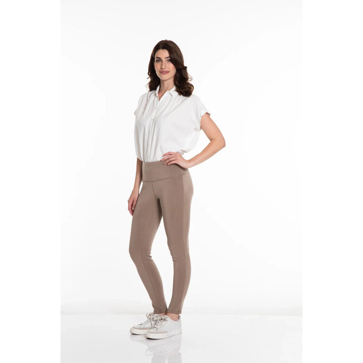 Wide Band Pull-On Ankle Legging - Truffle